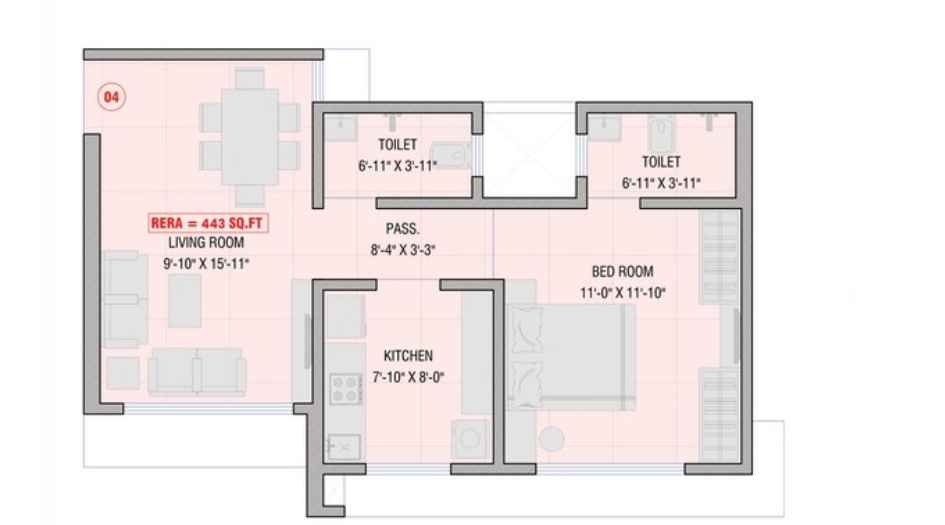 Aqua-Rose-Tower-Floor-Plan-1-BHK-443-sqft