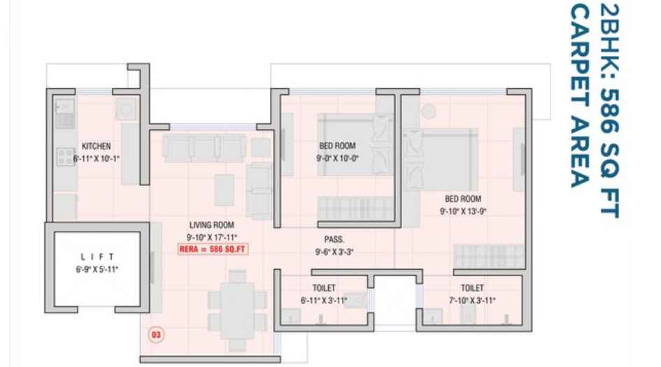Aqua-Rose-Tower-Floor-plan-2-BHK-586-sqft
